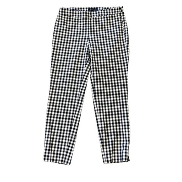 Talbots Women's Gingham Chatham Ankle Pant Black White Stretch Low Rise Size 4P - Picture 1 of 10
